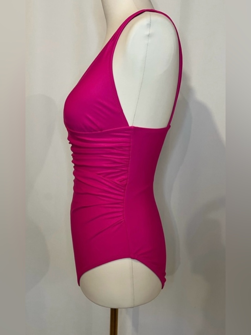 J.Crew ruched V-neck one-piece in radiant Fuschia - Picture 10 of 14